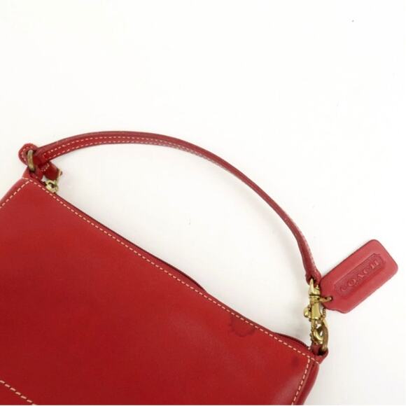 💎✨Authentic✨💎COACH Leather Canvas Hand Bag Shoulder bag Red - Picture 2 of 8